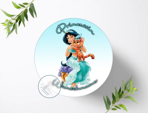 Prinzessin Jasmine mit Wunschname, Tortenaufleger Ø 20cm, 0304z